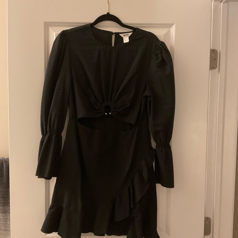 Nasty Gal Black Long Sleeve Dress with Cut-Out